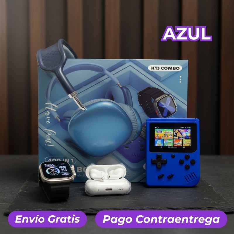 TechNova® Combo Tecnologico 4 en 1 (Diademas + Airpods + Consola + Smartwatch)