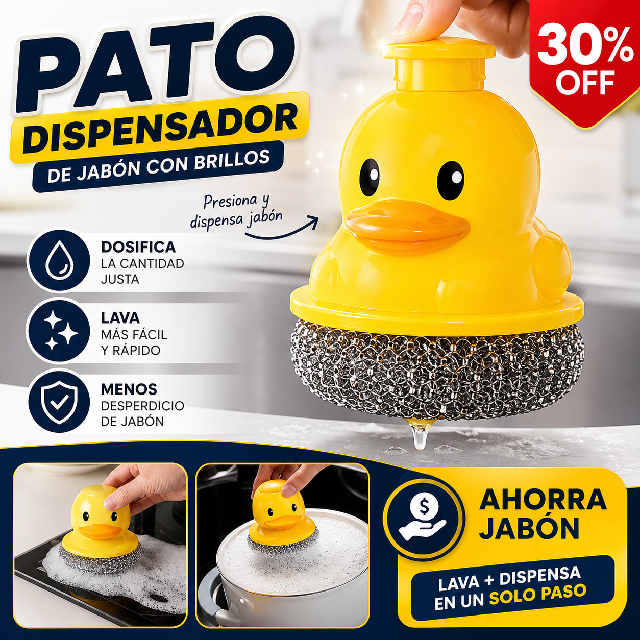Pato Dispensador De Jabón Con Brillos