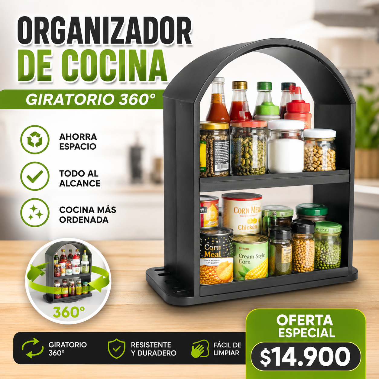 Organizador De Cocina Giratorio Especias