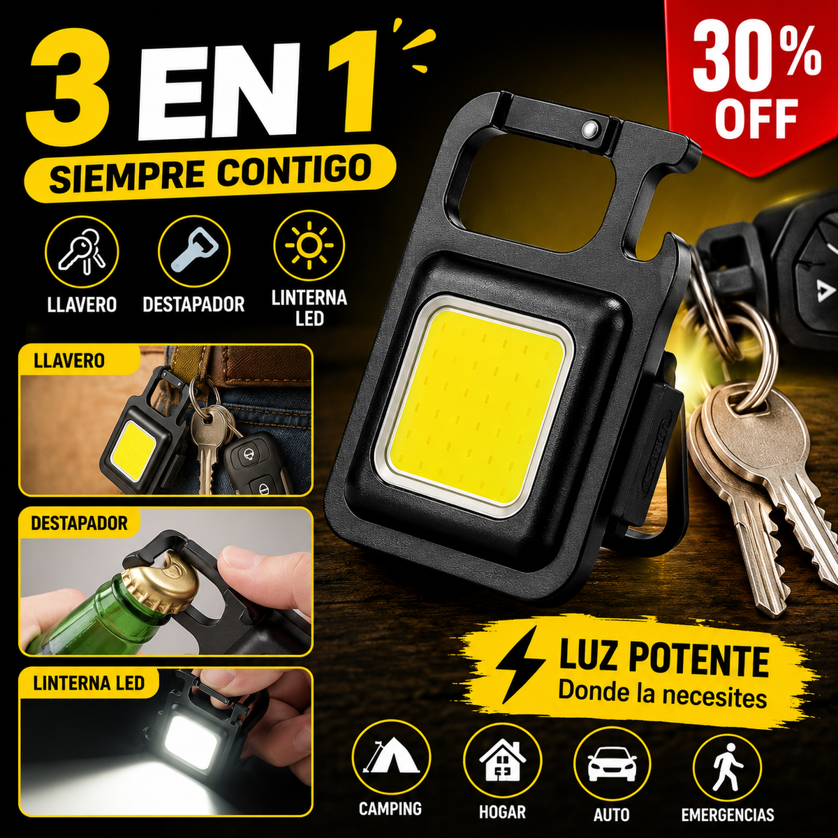Mini Linterna Llavero Led Lampara Recarg
