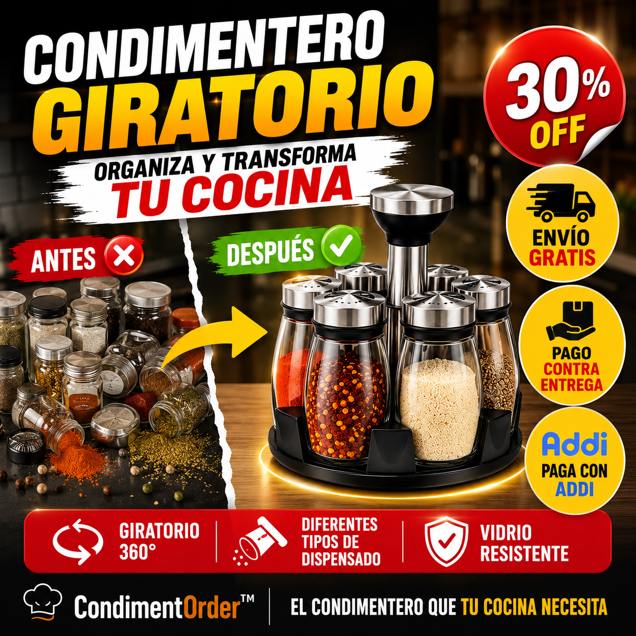 CondimentOrder® Condimentero Giratorio X 6 frascos