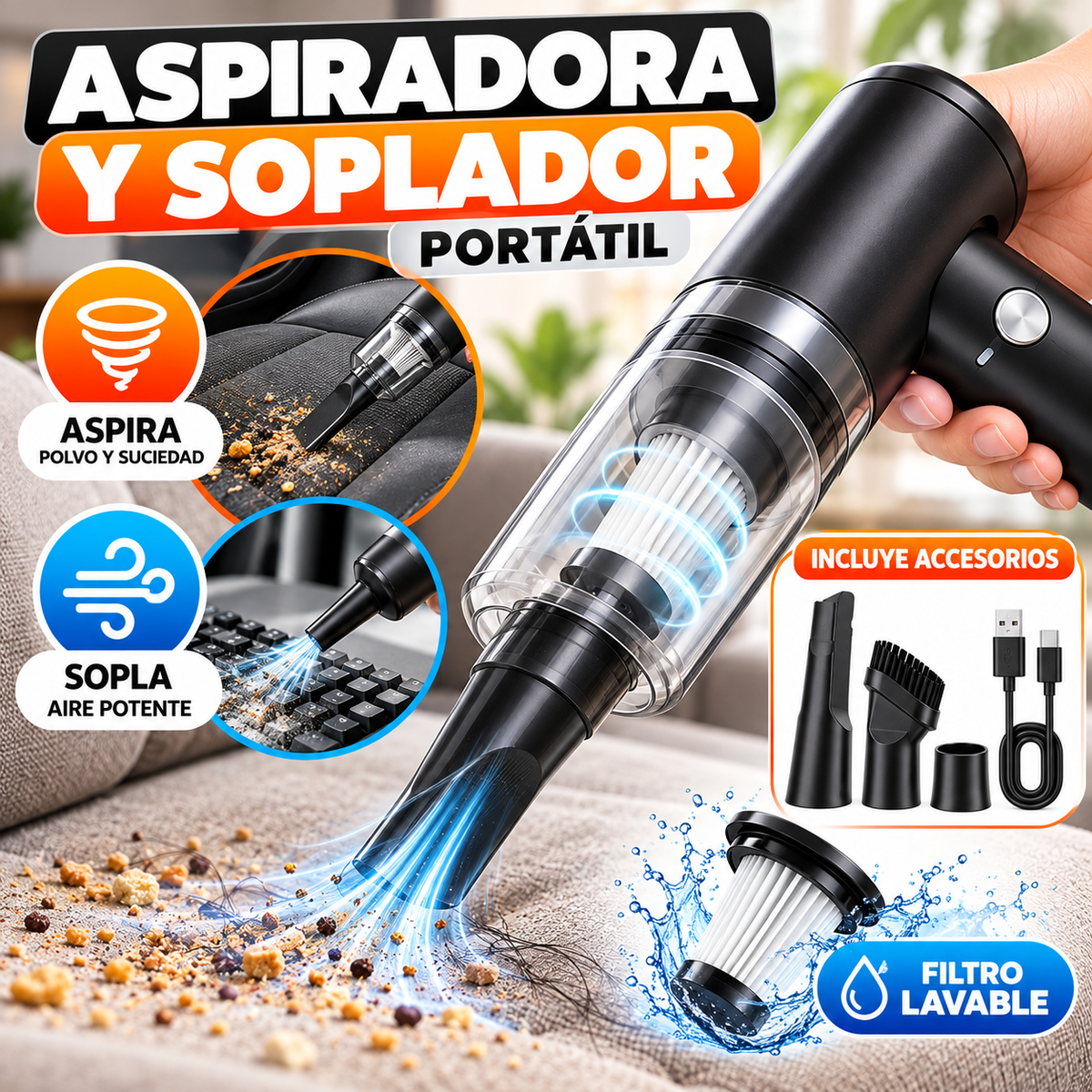 Aspiradora Succiona y Sopla 3 en 1