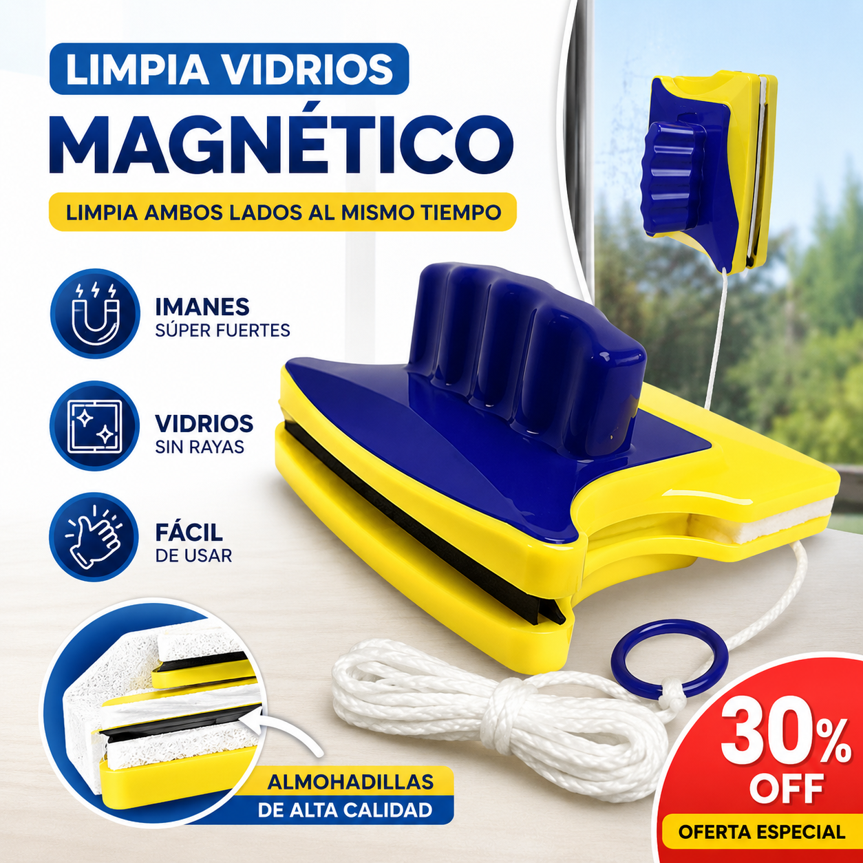 Limpia Vidrios Magnético Especial