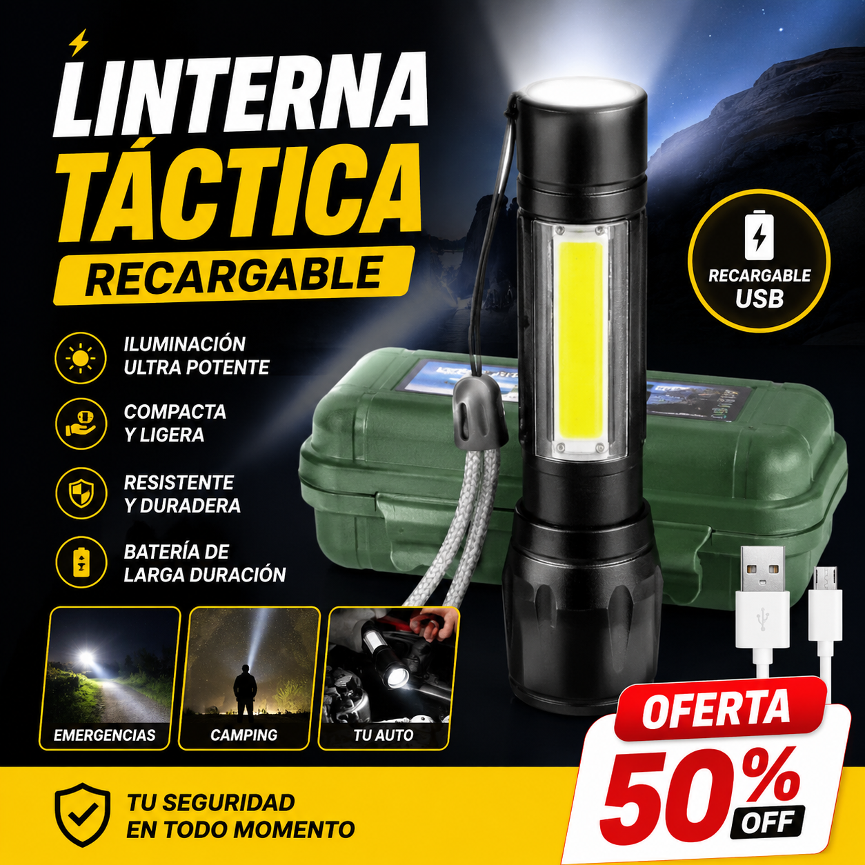 Linterna Tactica Recargable