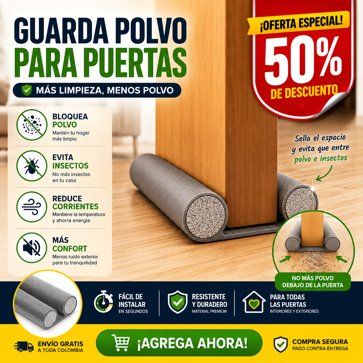 Guarda polvo para puertas