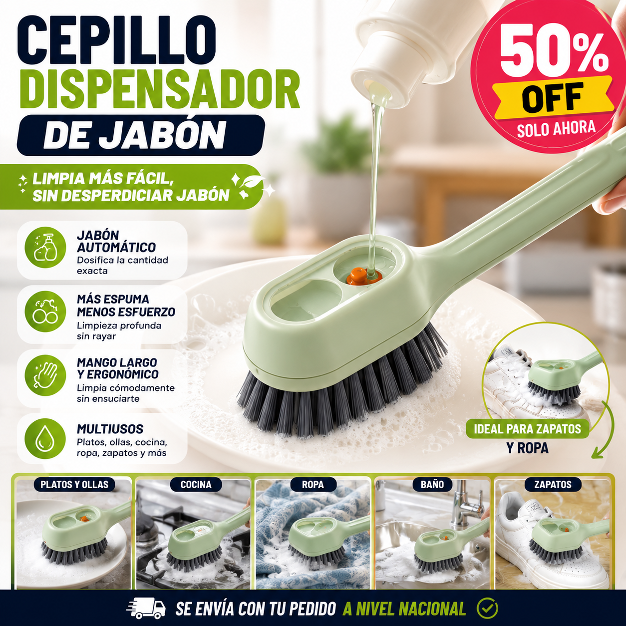 Cepillo dispensador de jabón