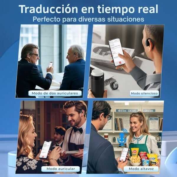 TalkMaster® Auriculares Traductor de +140 Idiomas con Bluetooth