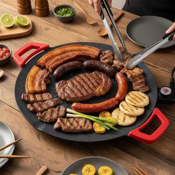 GrillClean® Sartén Eléctrica Coreana con Drenaje de Grasa