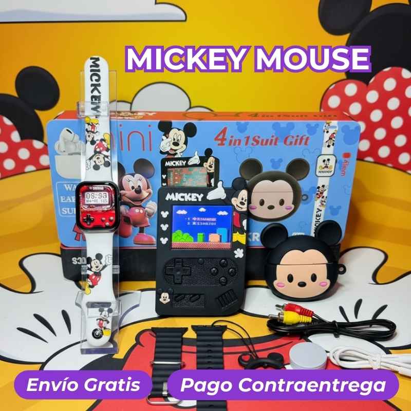 TechJoy® Combo Infantil 4 En 1 (Smartwatch+Audifonos Inalambricos+Consola Retro+Accesorios)