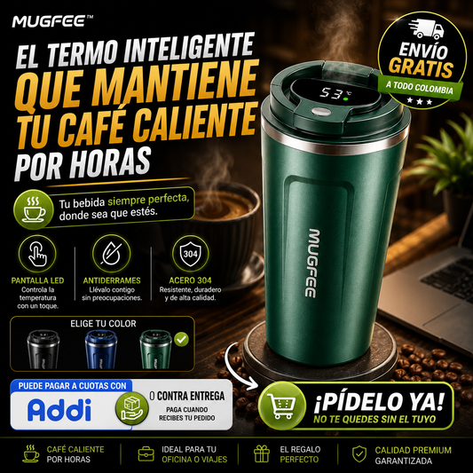 MugFee® Termo De Acero Inoxidable Portatil Digital