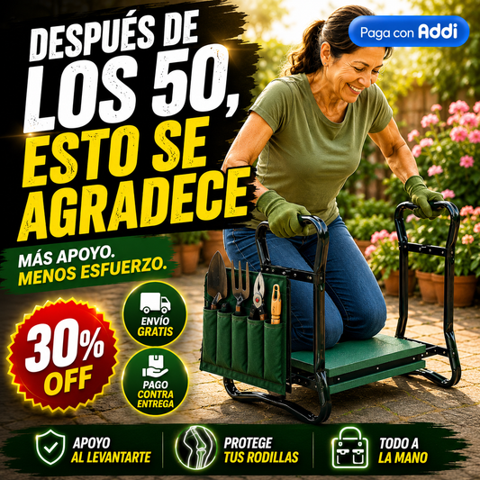 SupportAll® Banco Plegable 2 en 1 para Jardinería, Mecánica y Más