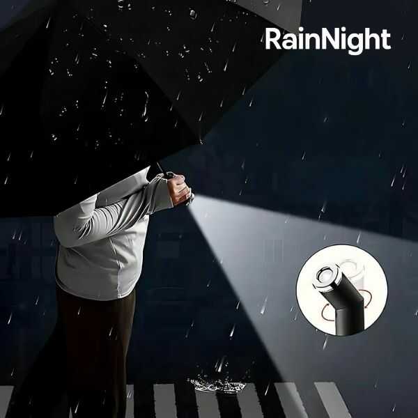 RainNight® Sombrilla Reforzada con Linterna Integrada