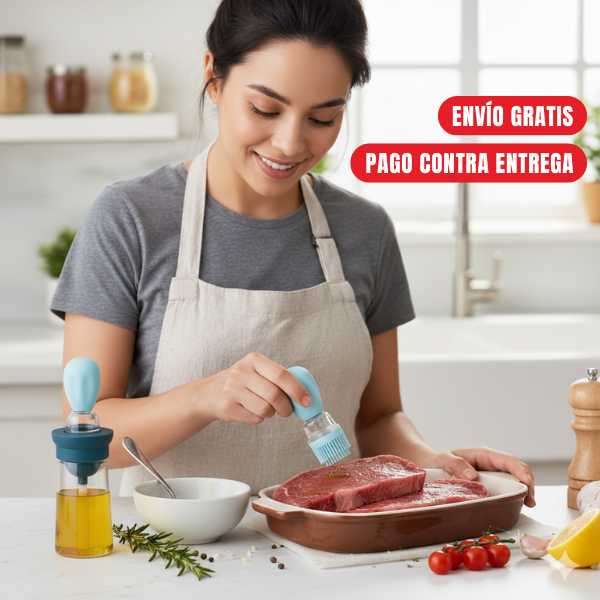 ¡Compra 1 Lleva 2! Dispensador De Aceite Antiderrames Con Cepillo
