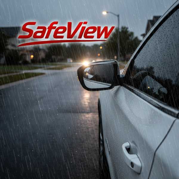 SafeView® Espejo Auxiliar 2 en 1 + Protector Lluvia Fibra de Carbono