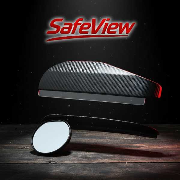 SafeView® Espejo Auxiliar 2 en 1 + Protector Lluvia Fibra de Carbono