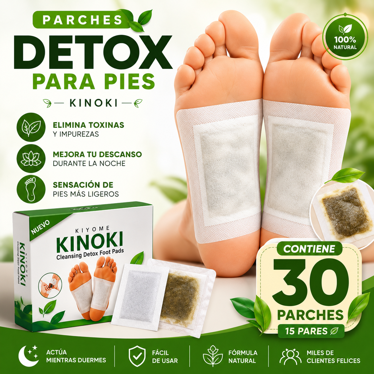 PARCHES DETOX KINOKI PARA PIES CAJA x 10