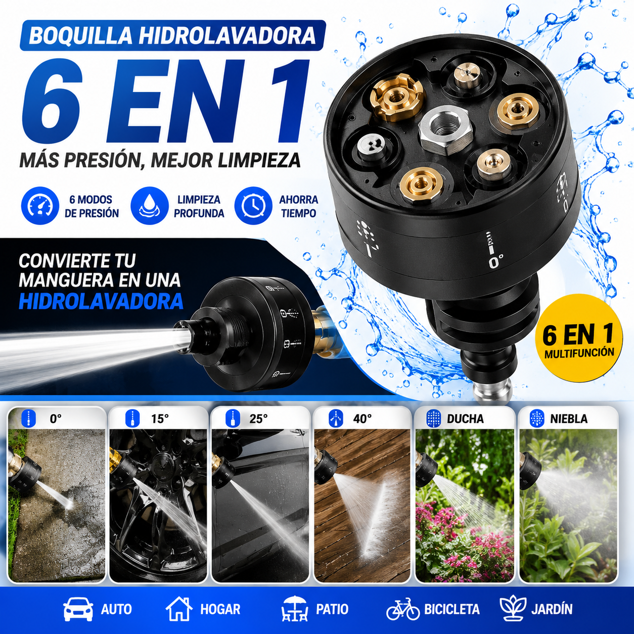 Cabeza Boquilla para Hidrolavadora 6en 1