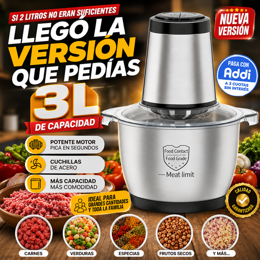 KüchenPro® Picadora Familiar 3L– Carnes, Verduras y Mucho Más