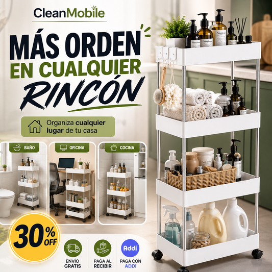 CleanMobile® Carrito De Almacenamiento Multiusos De 4 Niveles