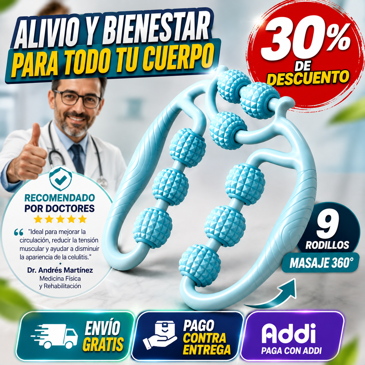 ToniMuscule® Rodillo Multifuncional para Relajar y Anticelulitis