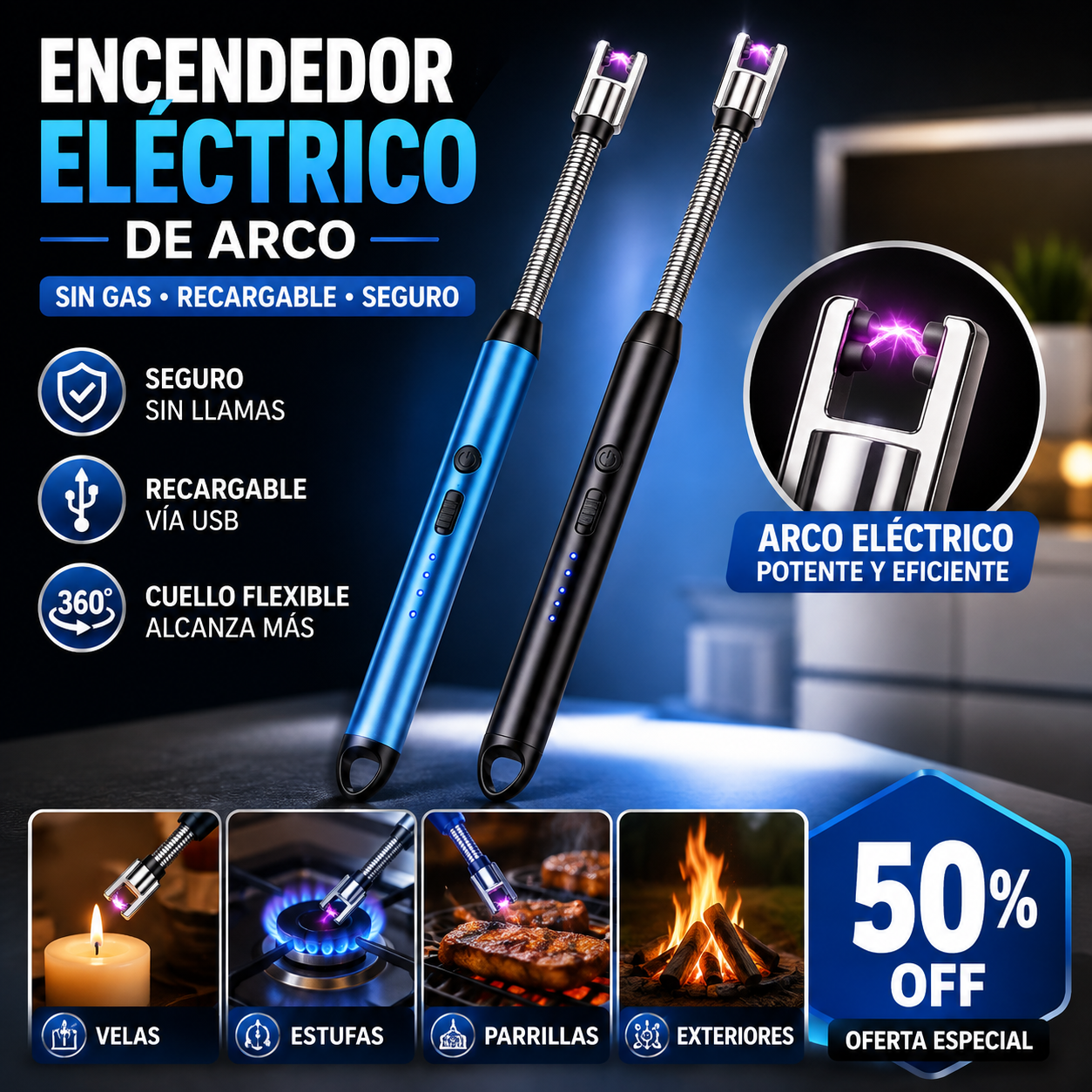 Encendedor electrico recargable De Arco