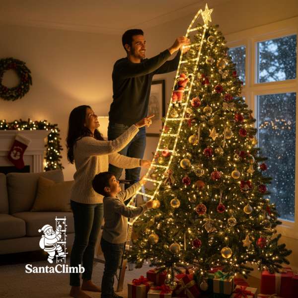 SantaClimb® Papa Noel Con Escalera De Luces Led 2m