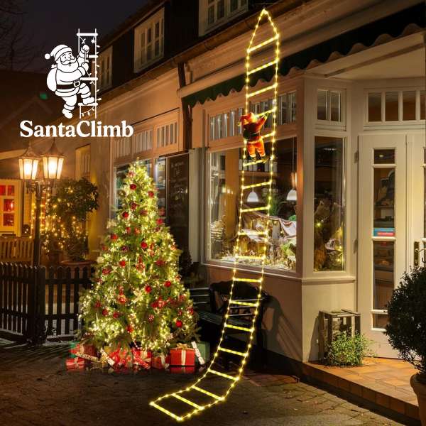 SantaClimb® Papa Noel Con Escalera De Luces Led 2m