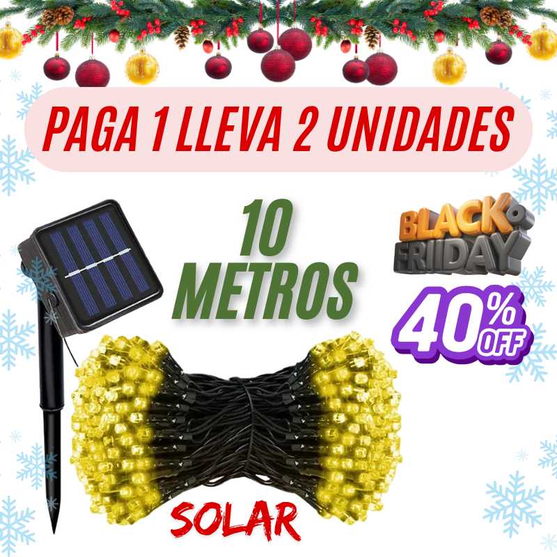 ¡Compra 1 Lleva 2! Luces Navideñas con Energía Solar LED 10 Metros