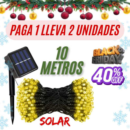 ¡Compra 1 Lleva 2! Luces Navideñas con Energía Solar LED 10 Metros