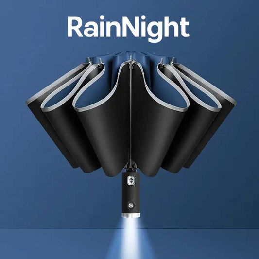 RainNight® Sombrilla Reforzada con Linterna Integrada