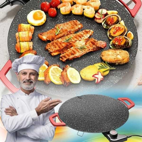 GrillClean® Sartén Eléctrica Coreana con Drenaje de Grasa