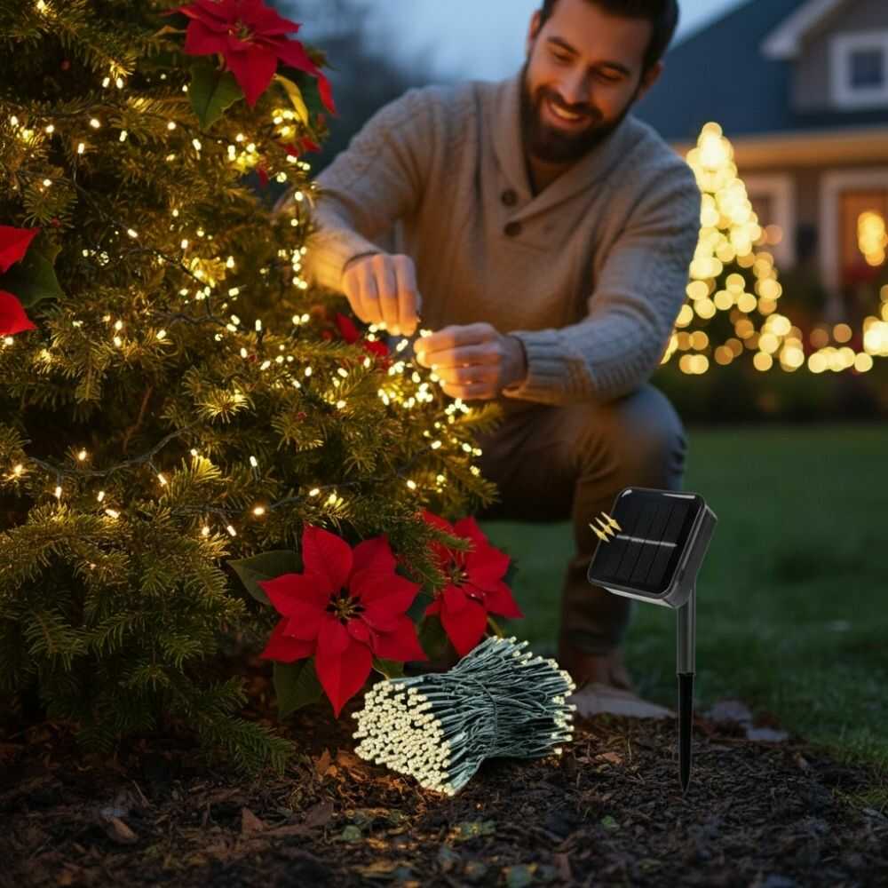 SolarGleam® Luces Navideñas con Energía Solar LED 10 Metros