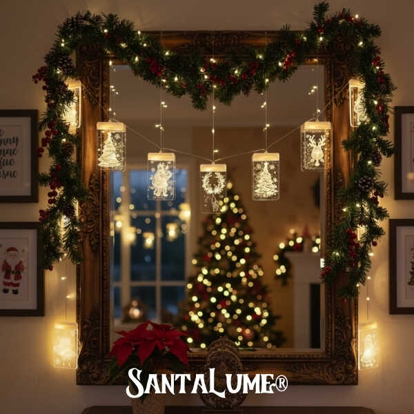SantaLume® Cortina Navideña Luces Led 3D a Control Remoto