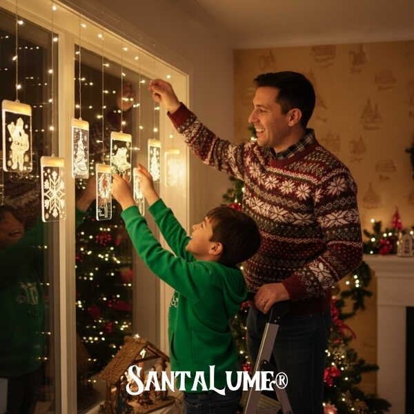 SantaLume® Cortina Navideña Luces Led 3D a Control Remoto